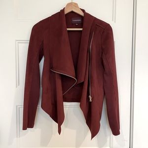 Vigoss vegan suede zip-up wrap jacket